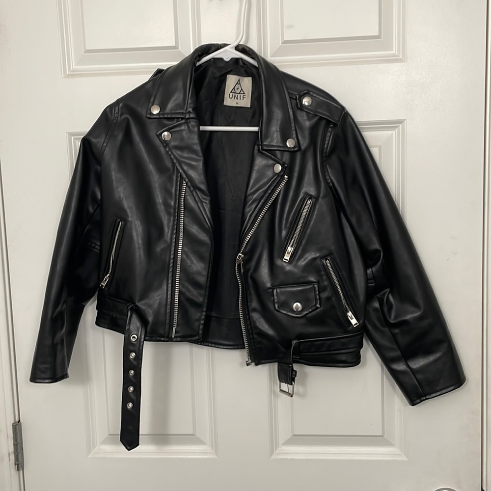 UNIF cropped vegan leather jacket